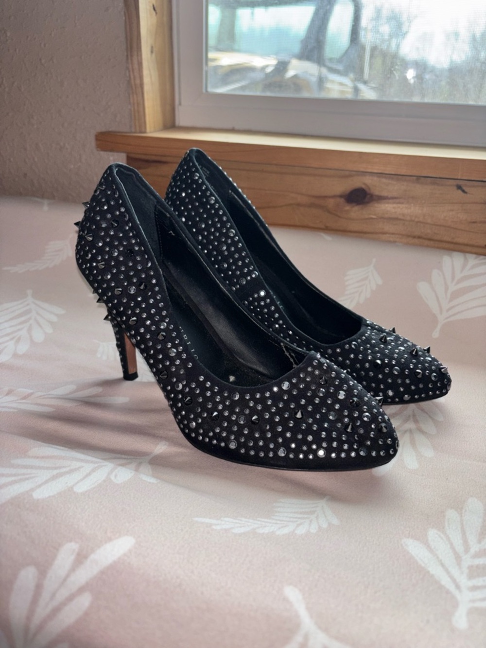 Rock & Republic Black Studded Pointed-Toe Heels